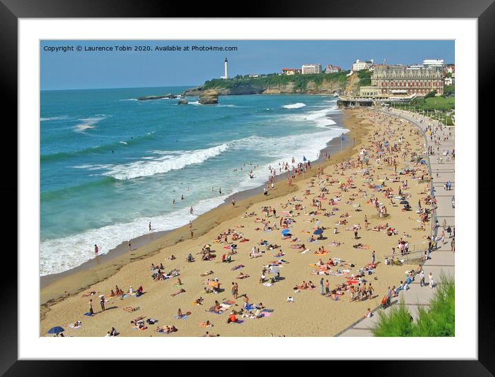 Biarritz Beach, South of France Framed Mounted Print by Laurence Tobin
