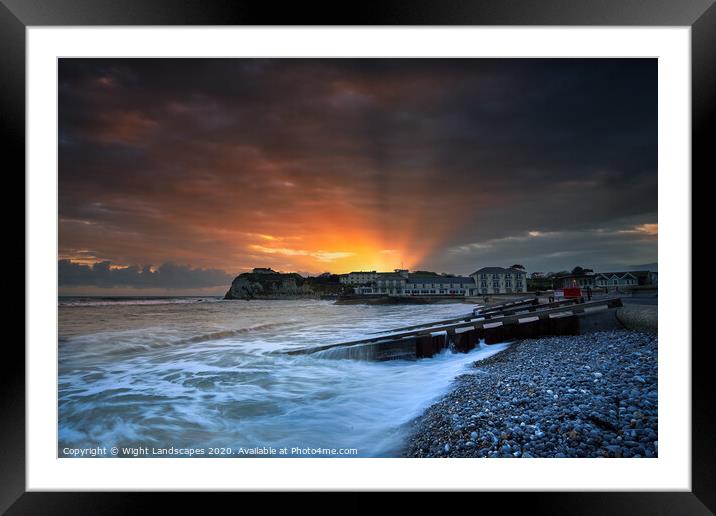 Freshwater Bay Sunset Sunbeams Framed Mounted Print by Wight Landscapes