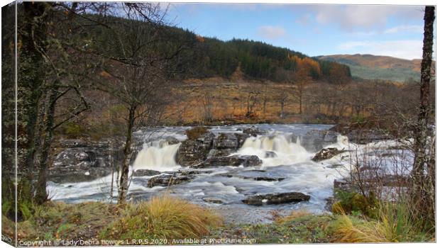 River Orchy surrounded by trees Canvas Print by Lady Debra Bowers L.R.P.S