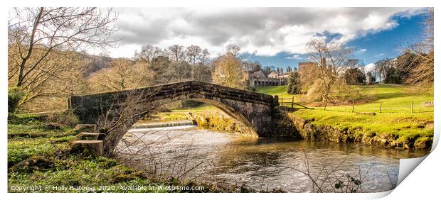 Ilam Ground with Bridge and Hall in the back ground  Print by Holly Burgess