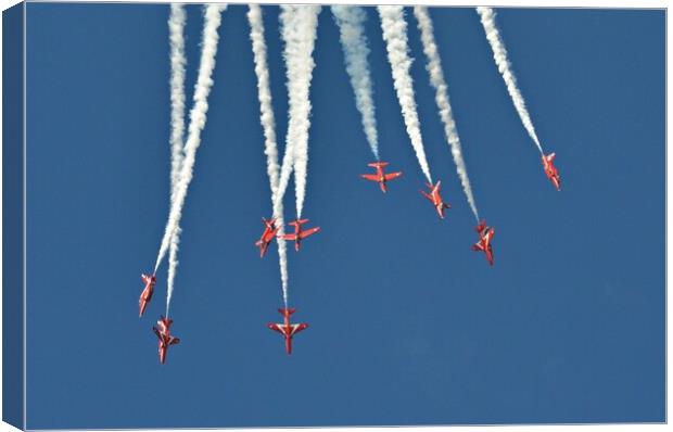 RAF Red Arrows, spaghetti break Canvas Print by Allan Durward Photography