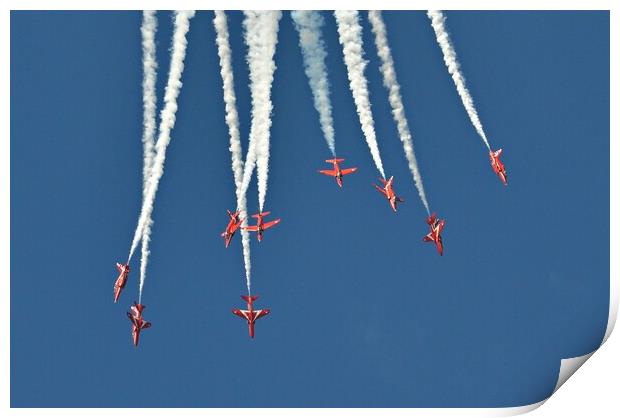 RAF Red Arrows, spaghetti break Print by Allan Durward Photography