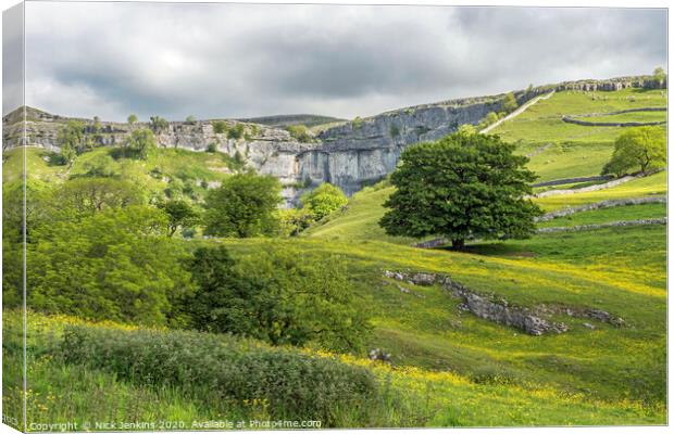 Malham Cove at the top of Malhamdale in the Yorksh Canvas Print by Nick Jenkins