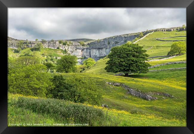 Malham Cove at the top of Malhamdale in the Yorksh Framed Print by Nick Jenkins