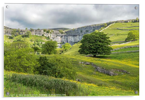 Malham Cove at the top of Malhamdale in the Yorksh Acrylic by Nick Jenkins
