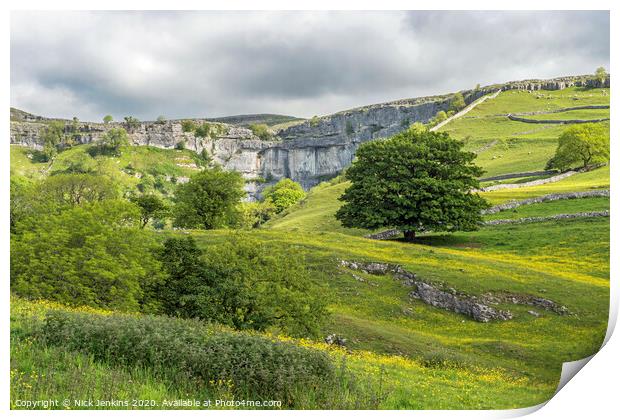 Malham Cove at the top of Malhamdale in the Yorksh Print by Nick Jenkins