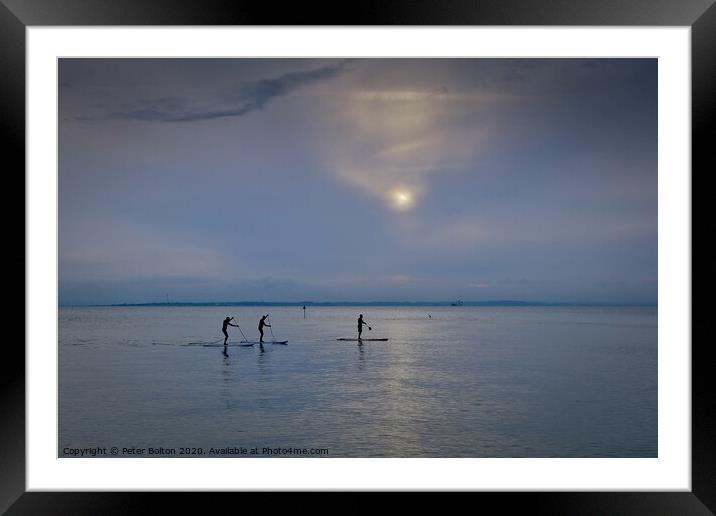 Paddle boarders on the River Thames at Westcliff o Framed Mounted Print by Peter Bolton