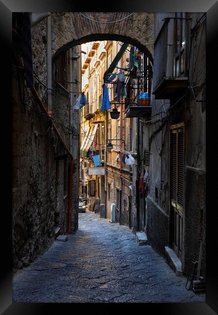 Narrow Street in Naples Framed Print by Artur Bogacki