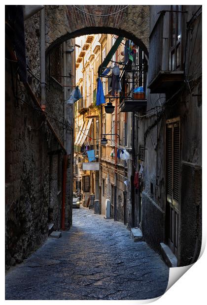 Narrow Street in Naples Print by Artur Bogacki