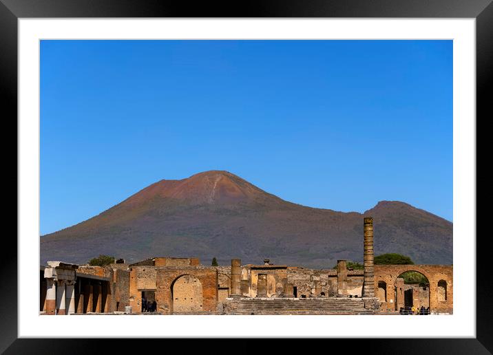 Pompeii Ruins and Mount Vesuvius Framed Mounted Print by Artur Bogacki