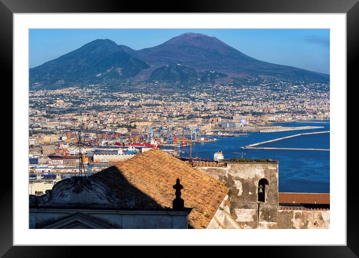 Naples and Mount Vesuvius in Italy Framed Mounted Print by Artur Bogacki