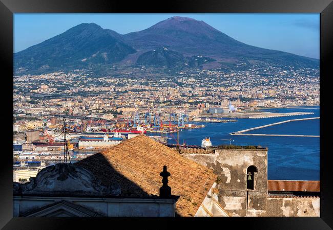 Naples and Mount Vesuvius in Italy Framed Print by Artur Bogacki