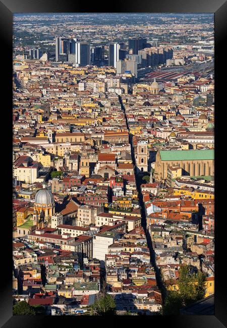 Naples City Aerial View In Italy Framed Print by Artur Bogacki