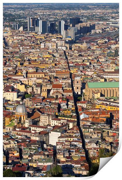 Naples City Aerial View In Italy Print by Artur Bogacki