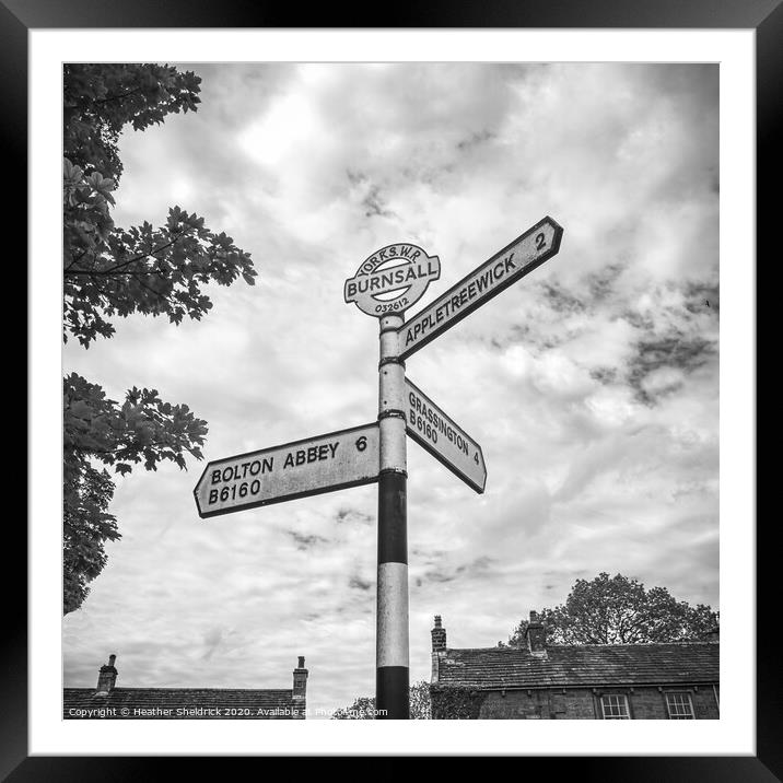 Burnsall Road Sign Framed Mounted Print by Heather Sheldrick