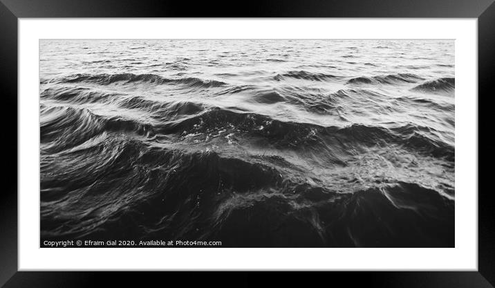 Waves on Danube /bw Framed Mounted Print by Efraim Gal