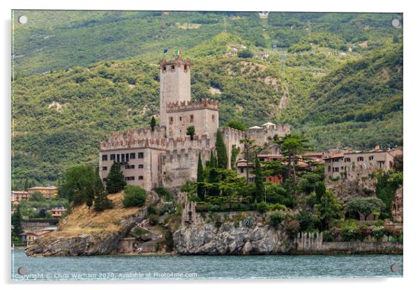 Malcescine Castle Lake Garda Acrylic by Chris Warham