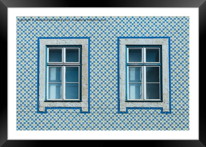 Lisbon windows with typical portuguese tiles on the wall Framed Mounted Print by Alexandre Rotenberg
