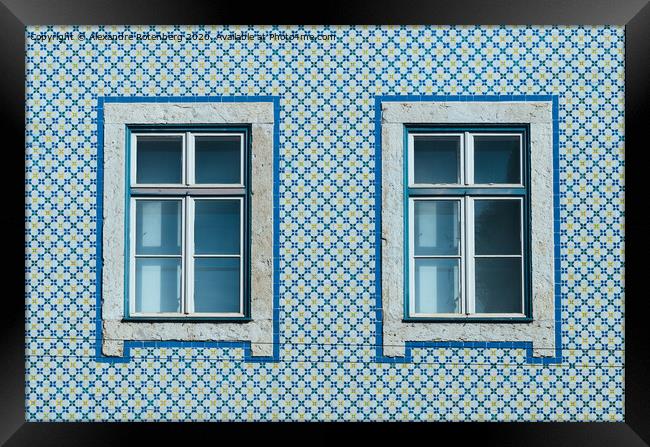 Lisbon windows with typical portuguese tiles on the wall Framed Print by Alexandre Rotenberg