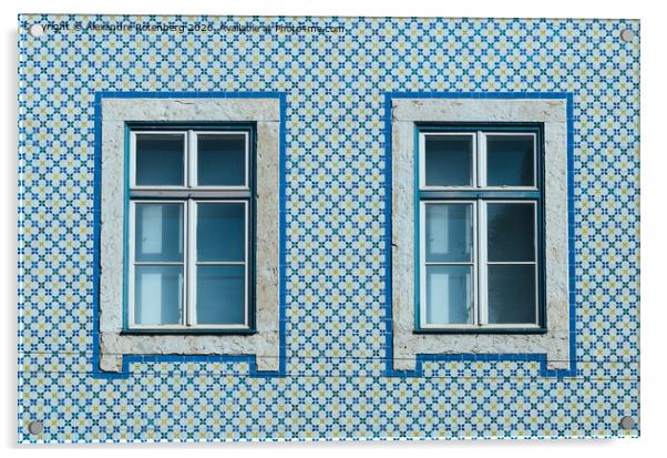 Lisbon windows with typical portuguese tiles on the wall Acrylic by Alexandre Rotenberg