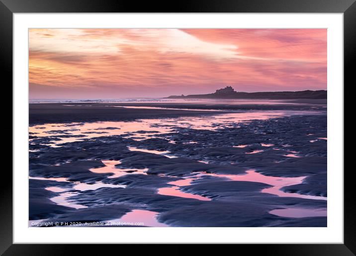 Northumberland Sunrise Framed Mounted Print by P H