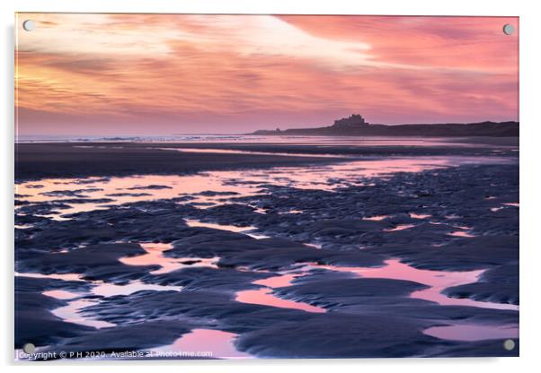 Northumberland Sunrise Acrylic by P H
