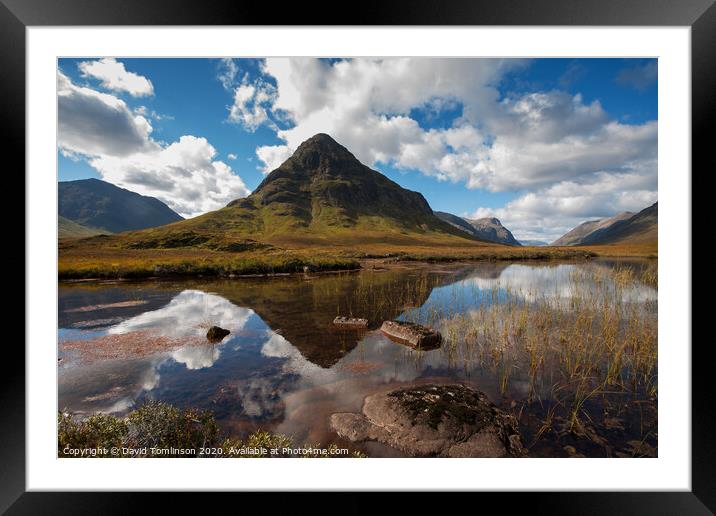 Reflections in the water at Glen Coe Valley  Framed Mounted Print by David Tomlinson