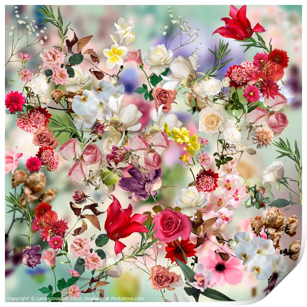 Floral collage Print by Larisa Siverina