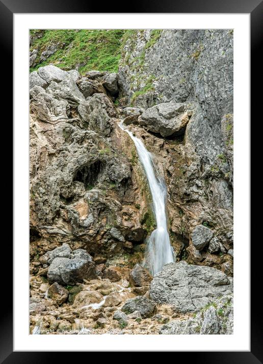 Gordale Scar and waterfall near Malham Yorkshire D Framed Mounted Print by Nick Jenkins