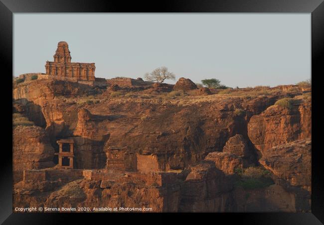 Rock Hewn Temple on the Hills of Badami Framed Print by Serena Bowles