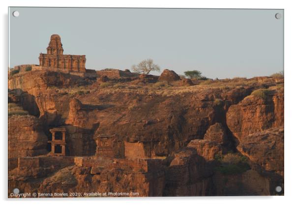 Rock Hewn Temple on the Hills of Badami Acrylic by Serena Bowles