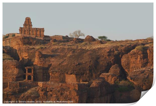 Rock Hewn Temple on the Hills of Badami Print by Serena Bowles