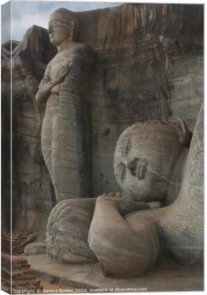 Reclining and Standing Buddha Statues, Polonnaruwa Canvas Print by Serena Bowles