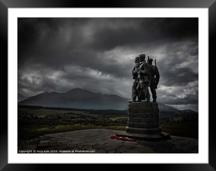Commando Memorial - The Nevis Range in the Backgro Framed Mounted Print by Inca Kala