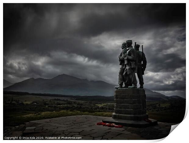 Commando Memorial - The Nevis Range in the Backgro Print by Inca Kala