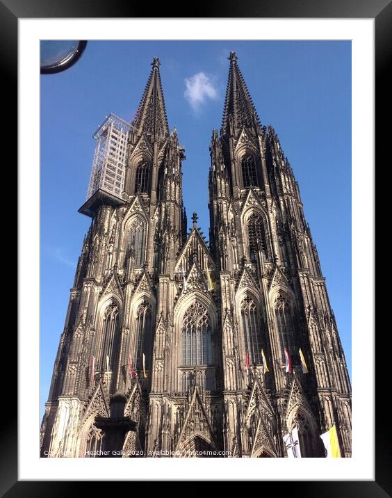 The twin towers of Cologne Cathedral being renovat Framed Mounted Print by Heather Gale