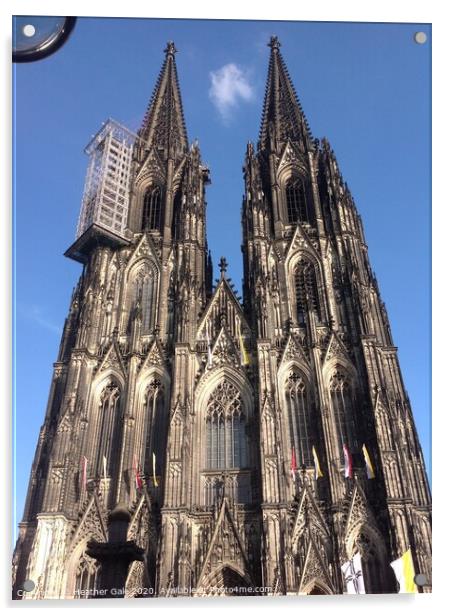 The twin towers of Cologne Cathedral being renovat Acrylic by Heather Gale