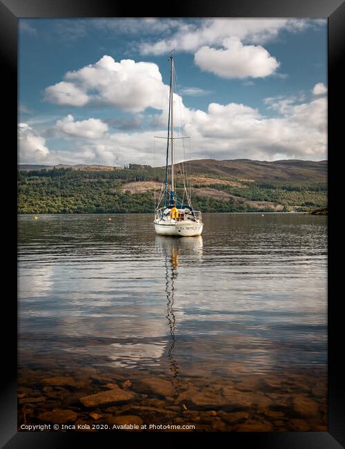Sailing boat on Loch Lomond Framed Print by Inca Kala
