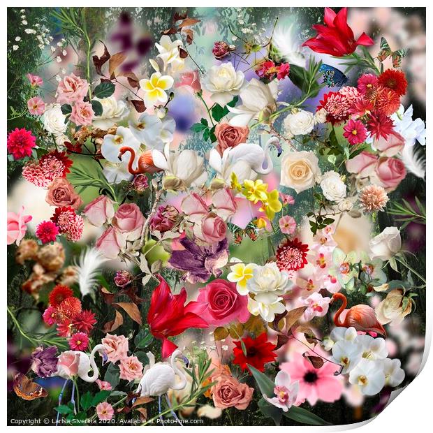 Floral collage Print by Larisa Siverina