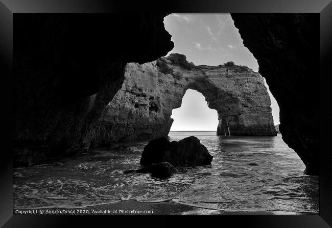 Natural Arch in Monochrome Framed Print by Angelo DeVal