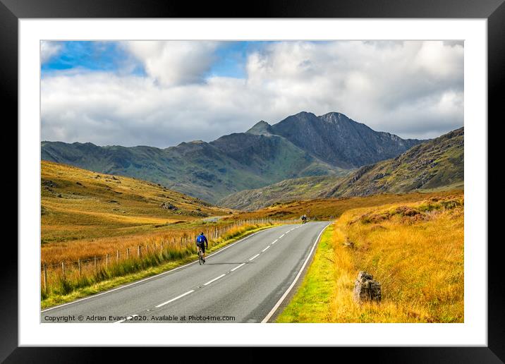 Cyclist Snowdonia Wales Framed Mounted Print by Adrian Evans