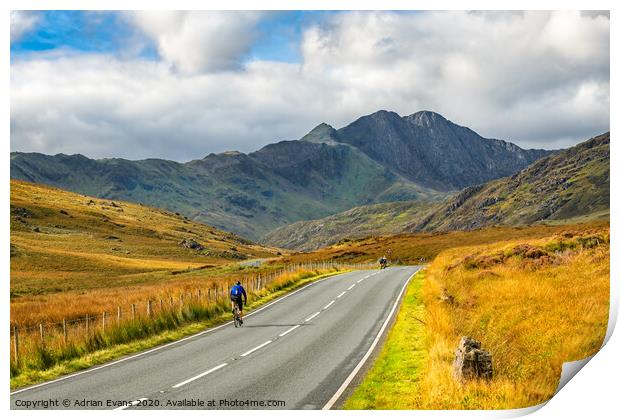 Cyclist Snowdonia Wales Print by Adrian Evans