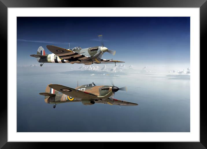 Spitfire and hurricane - Brothers in Arms Framed Mounted Print by David Stanforth
