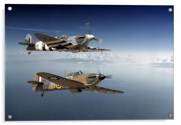 Spitfire and hurricane - Brothers in Arms Acrylic by David Stanforth