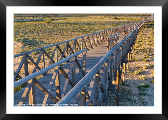 View of the wooden bridge in Quinta do Lago Framed Mounted Print by Angelo DeVal