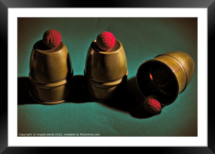 Magic Cups and Balls Trick Framed Mounted Print by Angelo DeVal