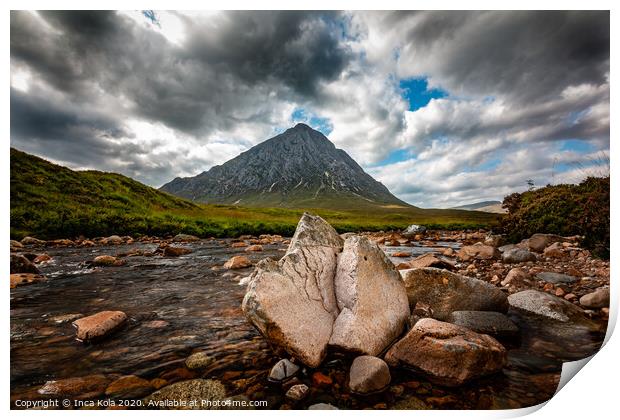 The River Etive and Buchaille Etive Mor Print by Inca Kala