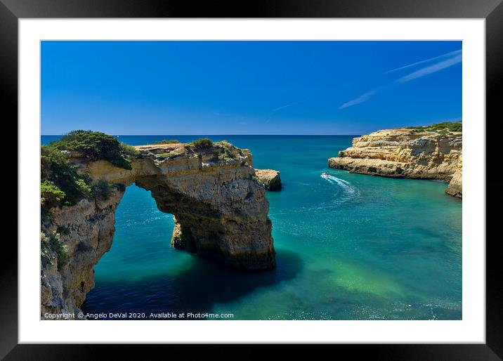 Boat Tour by the Cliffs in Lagoa Framed Mounted Print by Angelo DeVal