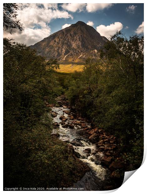 Up the River Towards Buchaille Etive Mor Print by Inca Kala