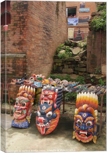 Colourful Masks for sale Swayambhu Canvas Print by Serena Bowles